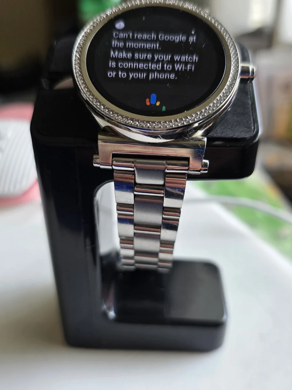 Michael Kors Silver Stainless Steel Smartwatch with Black Dial With Charger